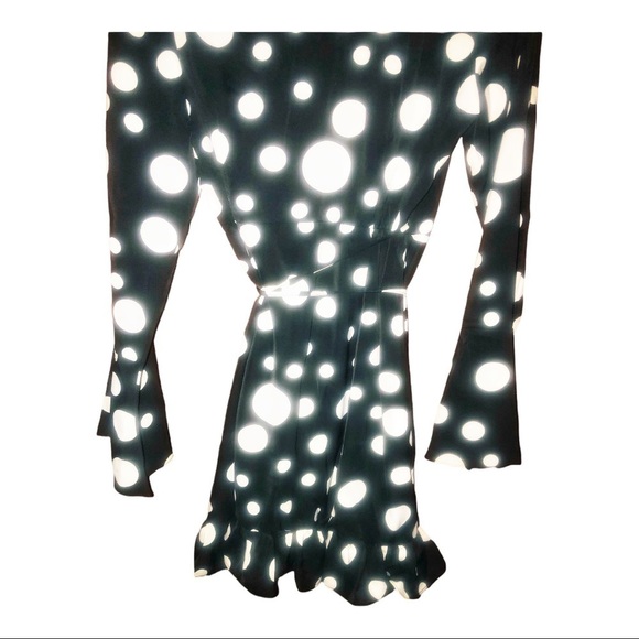 (69). Nasty Gal Collection Black White Polka Dot Dress NWT - Picture 8 of 11